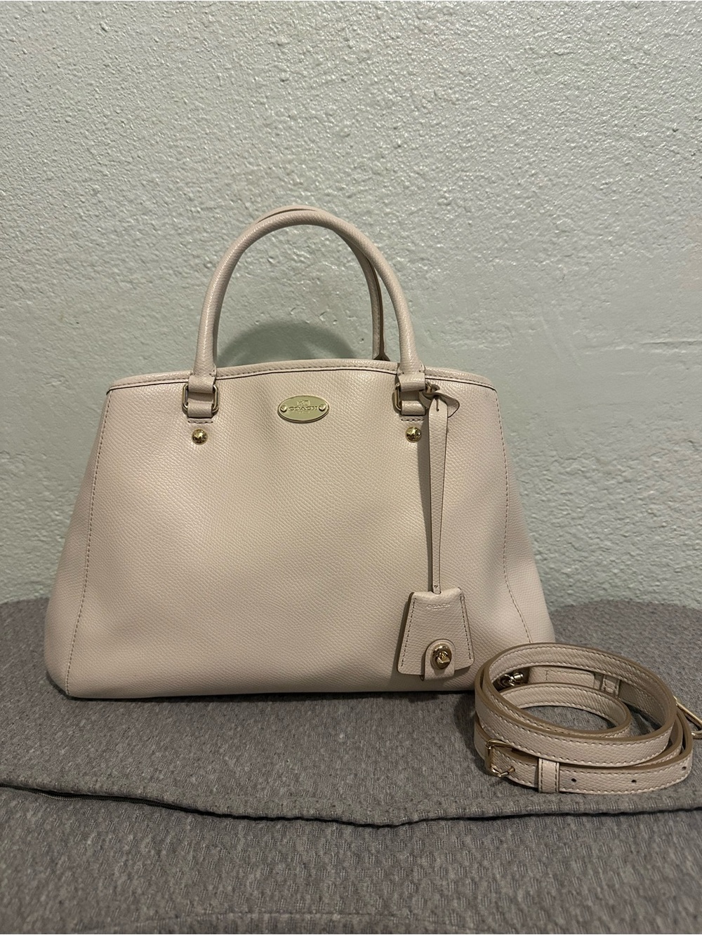 Coach Margot Carryall F34607 Leather Satchel With Gold Accents